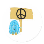 Teal Peace Sign Round Sticker