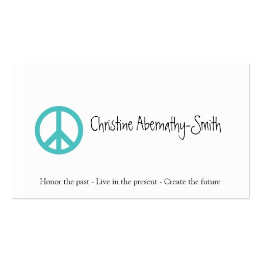 Teal Peace Symbol Business Card (front side)