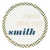 Teal Peach Zig Zag Address Label Shipping Sticker