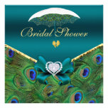 Teal Peacock Bridal Shower Invite