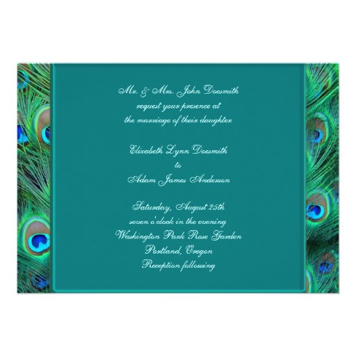 Teal Peacock Elegant Peacock Wedding Invitation