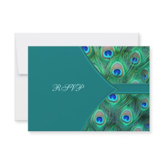 Teal Peacock Elegant Peacock Wedding RSVP invitation