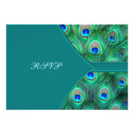 Teal Peacock Elegant Peacock Wedding RSVP Personalized Announcements