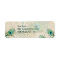 Teal Peacock Feathers Avery Label