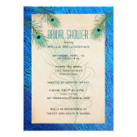 Teal Peacock Feathers Bridal Shower Invitation
