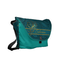 Teal Peacock Personalized Bag Messenger Bag