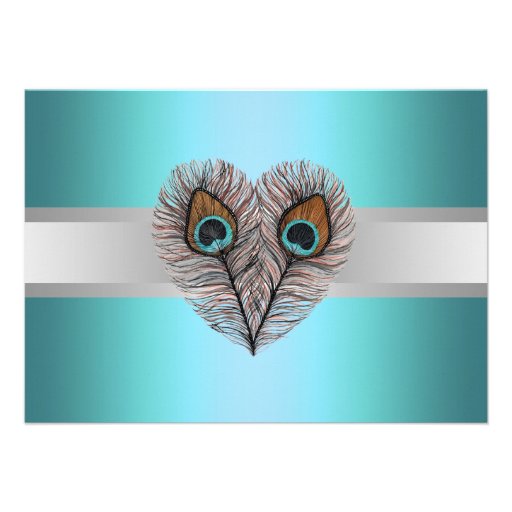 Teal Peacock RSVP Invitations