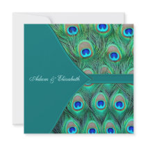 Teal Peacock Wedding Custom Invites