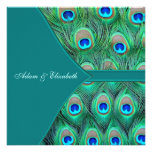 Teal Peacock Wedding Custom Invites