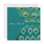Teal Peacock Wedding Custom Invites