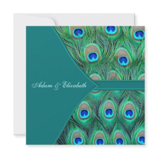 Teal Peacock Wedding invitation