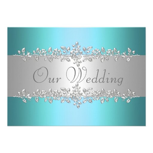 Teal Peacock Wedding Invitation