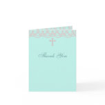 Teal Pearl Christening Thank You Cards