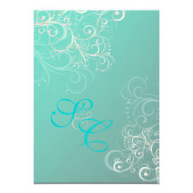 Teal + pearl swirls  Wedding Invitations