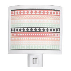 Teal, Pink and Gray Tribal Aztec Pattern Nite Lite