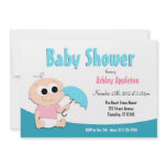 Teal & Pink Baby Umbrella - Shower Invitations