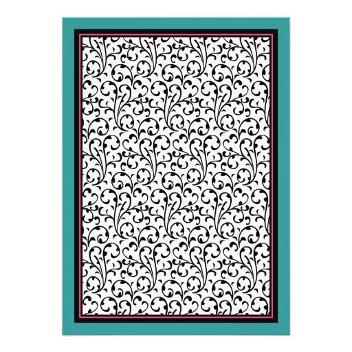 Teal Pink Gerbera Daisy Bridal Shower Invitation