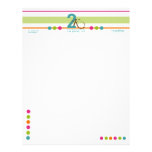 Teal Pink Lime + Orange Stripes & Dots Letterhead letterhead