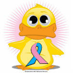 Teal &amp; Pink Ribbon Duck Photo Sculpture