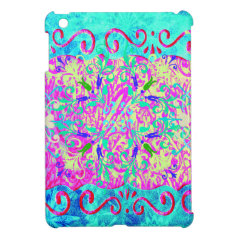 Teal Pink Vibrant Swirl Abstract Girly Collage iPad Mini Case