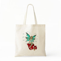 Teal Pixie & Mushrooms 3D Tote Bags