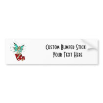 Teal Pixie & Mushrooms 3D Bumper Stickers