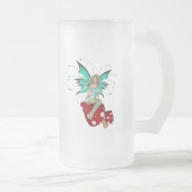 Teal Pixie & Mushrooms 3D Coffee Mug