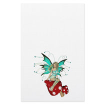 Teal Pixie & Mushrooms 3D Stationery Design