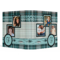 Teal Plaid Family Photograph Monogram Album Vinyl Binder