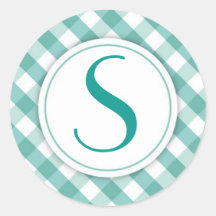 Teal Plaid Stationery Set Envelope Sticker