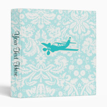 Teal Plane 3 Ring Binders