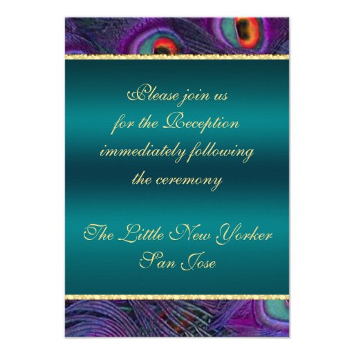 Teal Plum Peacock Reception card