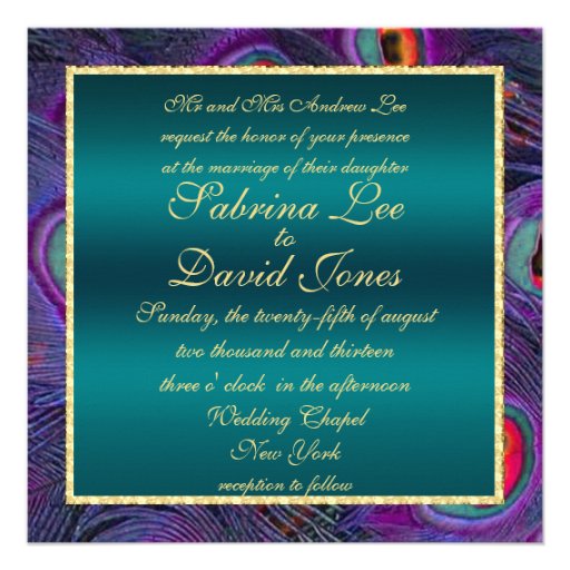 Teal Plum Peacock Wedding Invitation