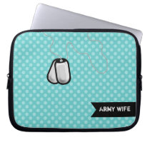 Teal Polka Dots and Dog Tags laptop sleeve laptop sleeves