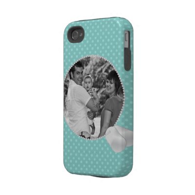 Teal Polka Dots and Dog Tags Photo iPhone4 Case Iphone 4 Tough Cover
