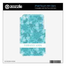 Teal Printed Rose Vines Pattern iPod Touch 4G Skins