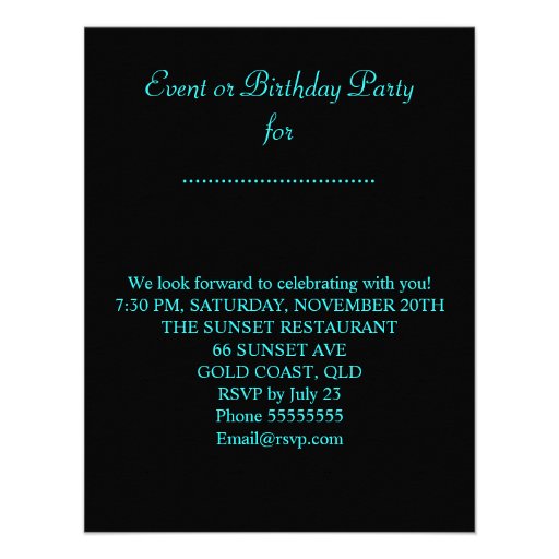 Teal Purple Fabulous Black Balloons Party Invite