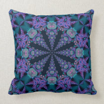 Teal Purple Geo-Fractal Art Psychedelic Cushion american mojo pillows