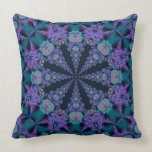Teal Purple Geo-Fractal Art Psychedelic Cushion Pillow