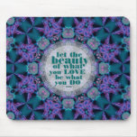 Teal Purple GeoFractal Art Quote Mousepad