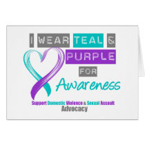 Teal & Purple Ribbon Domestic Violence Awareness Greeting Card