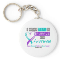 Teal & Purple Ribbon Domestic Violence Awareness Key Chain