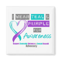 Teal & Purple Ribbon Domestic Violence Awareness Magnet