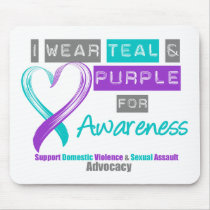 Teal & Purple Ribbon Domestic Violence Awareness Mouse Pad