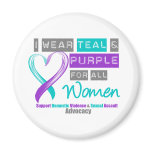 Teal & Purple Ribbon Women Domestic Violence magnets