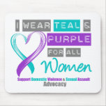 Teal & Purple Ribbon Women Domestic Violence Mouse Pads
