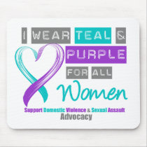 Teal & Purple Ribbon Women Domestic Violence Mouse Pads