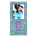 Teal Purple Snowflake Photo Card