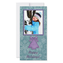 Teal Purple Snowflake Photo Card photo cards by StarStock Teal Purple Snowflake Photo Card photo cards