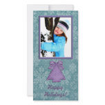 Teal Purple Snowflake Photo Card